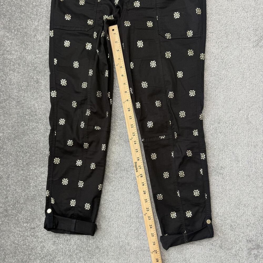 White House Black Market Pants Womens 8 Long Straight Crop Gold Metallic Print - Picture 9 of 12